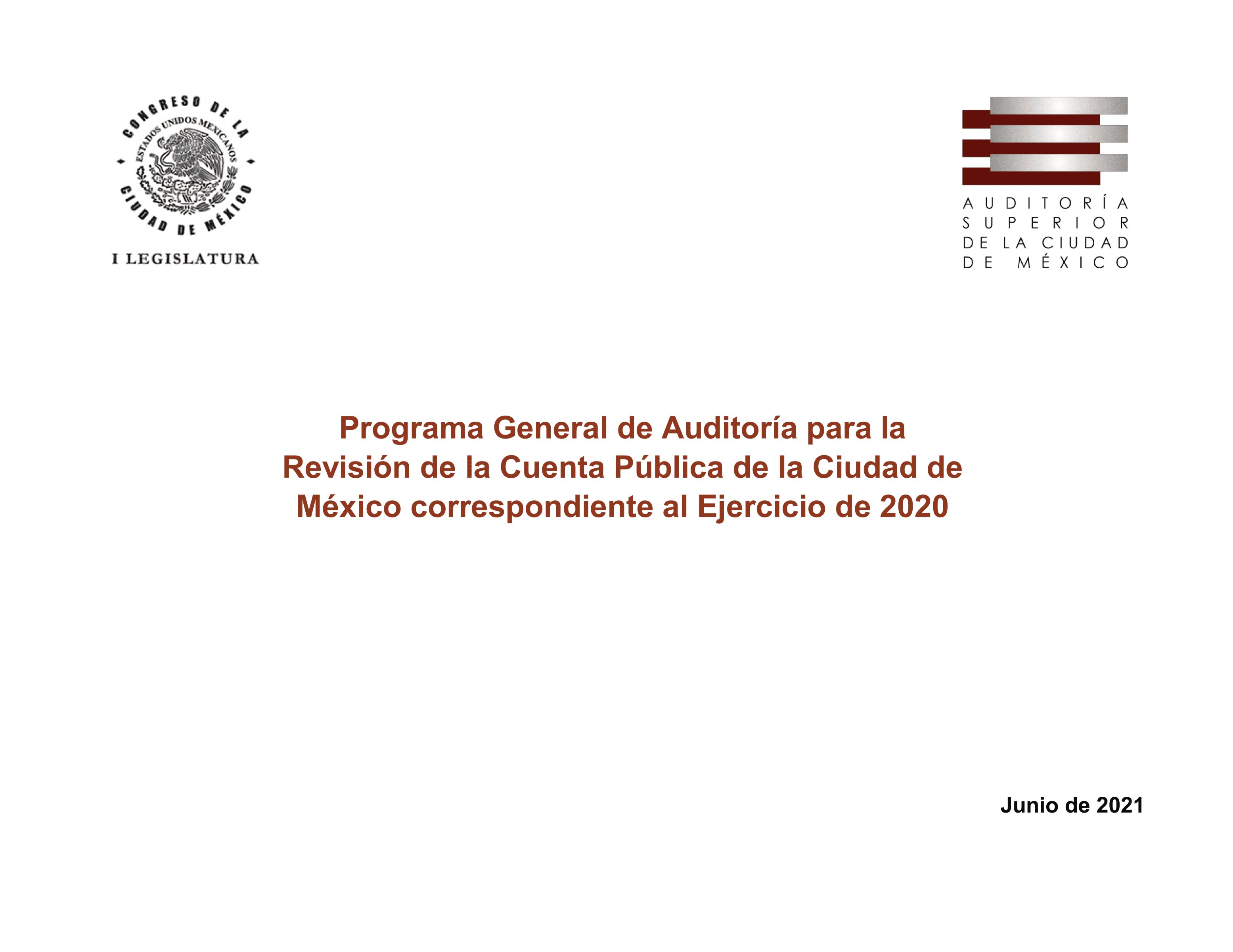 Portada del Programa General de Auditoría 2020